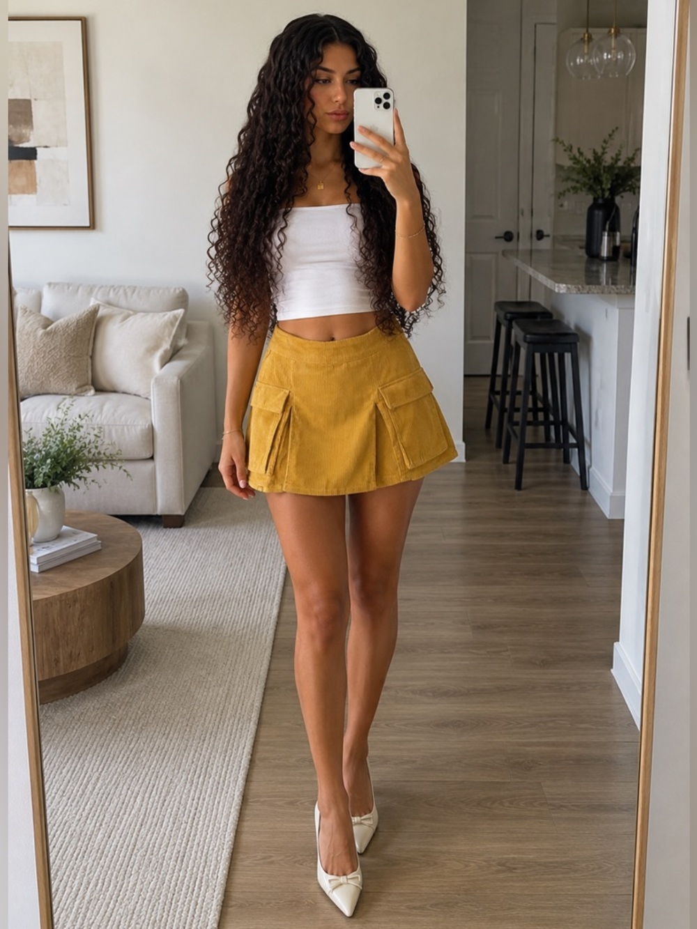 Wild Fable Womens Medium Mustard Yellow Corduroy Cargo Mini Skirt New NWT